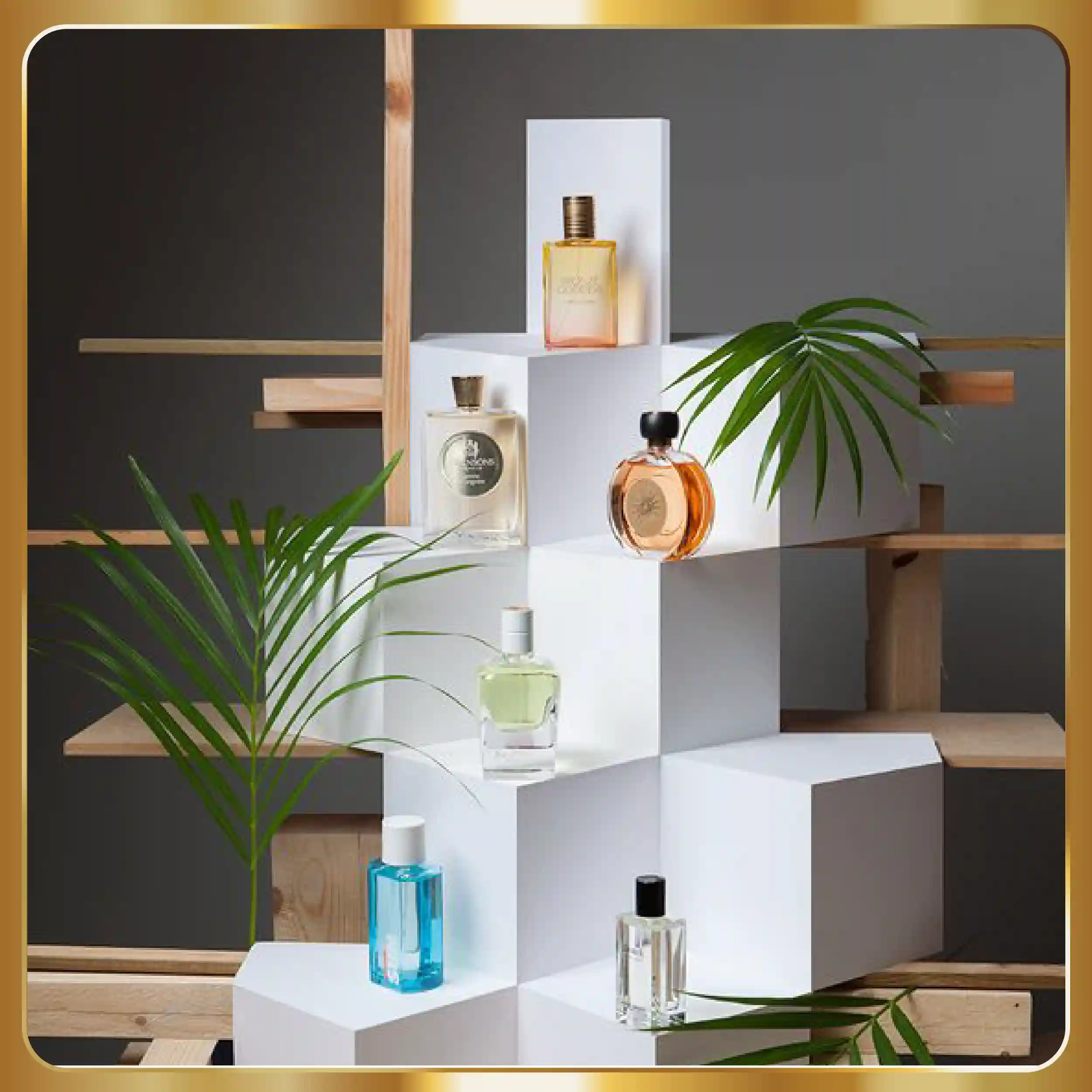 Modern pharmacy display stand with illuminated shelving  